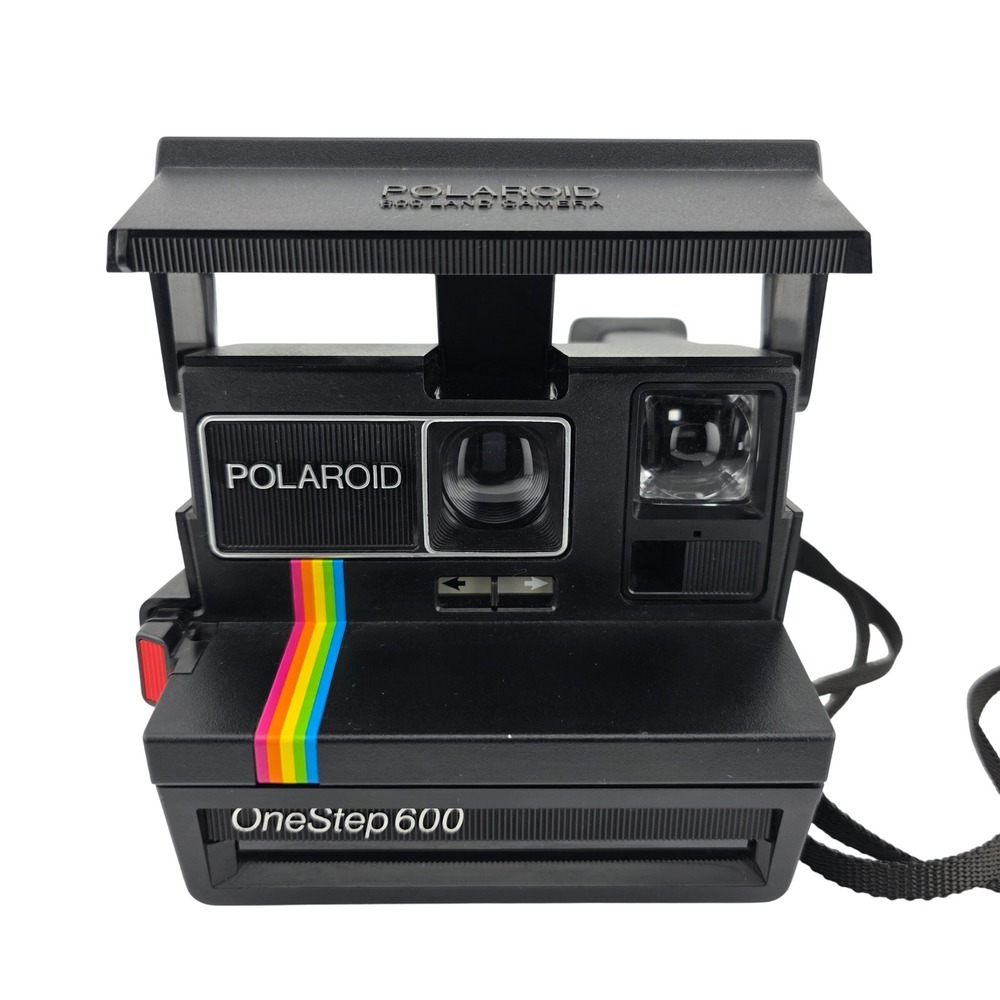 Polaroid OneStep 600 Land Camera Black Rainbow Stripe Instant Vintage UNTESTED